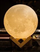 Procart Lampa de veghe luna 3d 20 cm 16 culori telecomanda suport lemn reincarcabila usb