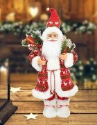Procart Mos craciun 45 cm figurina pentru interior imprimeu reni