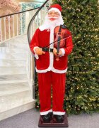 Procart Mos craciun cu vioara figurina muzicala 180 cm canta si danseaza suport sustinere senzor sunet