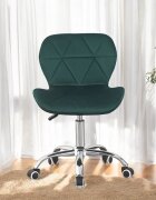 Procart Scaun birou stil scandinav tapiterie catifea reglabil pe inaltime baza otel cromat verde