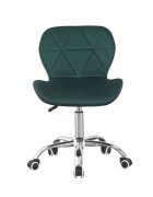 Procart Scaun birou stil scandinav tapiterie catifea reglabil pe inaltime baza otel cromat verde