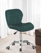 Procart Scaun birou stil scandinav tapiterie catifea reglabil pe inaltime baza otel cromat verde