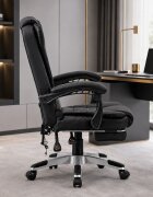 Procart Scaun de birou directorial cu 2 zone de masaj suport picioare retractabil spatar inclinabil piele ecologica negru