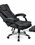 Procart Scaun de birou directorial cu 2 zone de masaj suport picioare retractabil spatar inclinabil piele ecologica negru