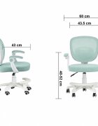 Procart Scaun de birou ergonomic pentru copii si adolescenti verde menta reglabil pe inaltime suport picioare