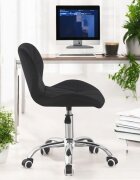 Procart Scaun de birou in stil scandinav inaltime 72-84 cm roti mobile cauciucate baza otel cromat velur negru
