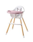 Procart Scaun de masa pentru copii Roz Pudra suport pentru picioare tavita si husa centura 5 puncte