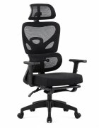 Procart Scaun ergonomic de birou cu suport picioare retractabil tetiera si suport lombar reglabile mesh negru