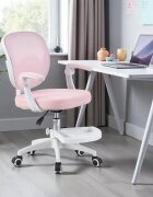 Procart Scaun ergonomic de birou inaltime reglabila 78-90 cm suport picioare mesh roz