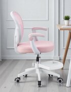 Procart Scaun ergonomic de birou inaltime reglabila 78-90 cm suport picioare mesh roz