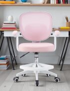 Procart Scaun ergonomic de birou inaltime reglabila 78-90 cm suport picioare mesh roz