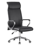 Procart Scaun ergonomic de birou piele ecologica inaltime reglabila baza si manere otel cromat negru