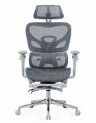 Procart Scaun ergonomic de birou sezut reglabil pe adancime cotiere 5d spatar si tetiera reglabile suport picioare mesh culoare gri