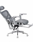 Procart Scaun ergonomic de birou sezut reglabil pe adancime cotiere 5d spatar si tetiera reglabile suport picioare mesh culoare gri