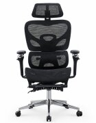 Procart Scaun ergonomic de birou sezut reglabil pe adancime cotiere 5d spatar si tetiera reglabile suport picioare mesh culoare negru