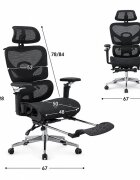 Procart Scaun ergonomic de birou sezut reglabil pe adancime cotiere 5d spatar si tetiera reglabile suport picioare mesh culoare negru