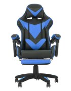 Procart Scaun ergonomic de gaming tetiera suport retractabil picioare sport lombar inaltime reglabila negru albastru
