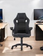 Procart Scaun ergonomic gaming inaltime reglabila tetiera si cotiere capitonate maxim 150 kg rotire 360 grade pvc si mesh