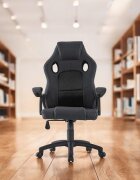 Procart Scaun ergonomic gaming inaltime reglabila tetiera si cotiere capitonate maxim 150 kg rotire 360 grade pvc si mesh