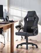 Procart Scaun ergonomic gaming inaltime reglabila tetiera si cotiere capitonate maxim 150 kg rotire 360 grade pvc si mesh