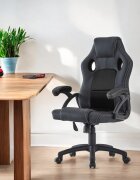 Procart Scaun ergonomic gaming inaltime reglabila tetiera si cotiere capitonate maxim 150 kg rotire 360 grade pvc si mesh