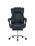 Procart Scaun negru de birou suport picioare spatar rabatabil pivotant la 360 grade cotiere buretate piele ecologica