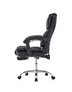 Procart Scaun negru de birou suport picioare spatar rabatabil pivotant la 360 grade cotiere buretate piele ecologica