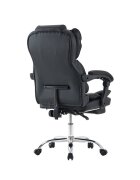 Procart Scaun negru de birou suport picioare spatar rabatabil pivotant la 360 grade cotiere buretate piele ecologica