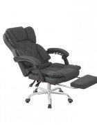 Procart Scaun negru de birou suport picioare spatar rabatabil pivotant la 360 grade cotiere buretate piele ecologica