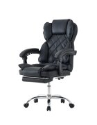 Procart Scaun negru de birou suport picioare spatar rabatabil pivotant la 360 grade cotiere buretate piele ecologica