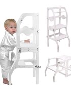 Procart Scaun pliabil pentru copii inaltator din lemn 2 in 1 scaun si masa learning tower