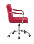 Procart Scaun rotativ de birou tapiterie catifea rosie inaltime reglabila 78-90 cm latime 36 cm manere cromate maxim 120 kg