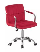 Procart Scaun rotativ de birou tapiterie catifea rosie inaltime reglabila 78-90 cm latime 36 cm manere cromate maxim 120 kg