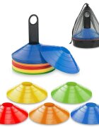Procart Set 50 jaloane tip con pentru antrenamente sportive pvc flexibil multicolor cu suport si husa transport