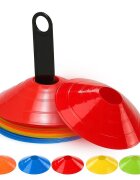 Procart Set 50 jaloane tip con pentru antrenamente sportive pvc flexibil multicolor cu suport si husa transport