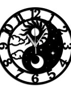 Promotional Print Ceas de perete model Yin Yang cu Soarele si Luna stil Feng Shui material MDF diametru 30 cm