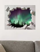 Promotional Print Sticker perete 3D Aurora boreala autocolant textil Premium repozitionabil 60x47 cm
