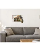 Promotional Print Sticker perete 3D Dinozaur prin geam autocolant textil Premium repozitionabil 60x45 cm