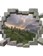 Promotional Print Sticker perete 3D Dolomiti la asfintit autocolant textil Premium repozitionabil 60x42 cm
