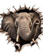 Promotional Print Sticker perete 3D Elefant autocolant textil Premium repozitionabil 51x47 cm