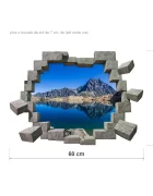 Promotional Print Sticker perete 3D Munte oglindit in lac autocolant textil Premium repozitionabil 60x42 cm