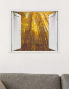Promotional Print Sticker perete 3D Plopi de toamna autocolant textil Premium repozitionabil 56x47 cm