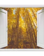 Promotional Print Sticker perete 3D Plopi de toamna autocolant textil Premium repozitionabil 56x47 cm