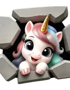 Promotional Print Sticker perete 3D Unicorn autocolant textil Premium repozitionabil 53x47 cm