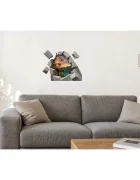 Promotional Print Sticker perete 3D Vulcan cu dinozauri autocolant textil Premium repozitionabil 53x46 cm