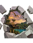 Promotional Print Sticker perete 3D Vulcan cu dinozauri autocolant textil Premium repozitionabil 53x46 cm