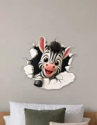 Promotional Print Sticker perete 3D Zebra autocolant textil Premium repozitionabil 52x47 cm