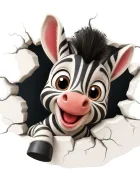 Promotional Print Sticker perete 3D Zebra autocolant textil Premium repozitionabil 52x47 cm