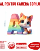 Promotional Print Sticker perete cu litera A si pisicuta pentru camera copilului