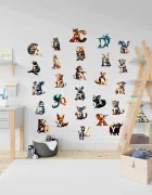 Promotional Print Stickere perete Alfabetul cu Animale pentru camera copilului 26 piese autocolant textil premium repozitionabil